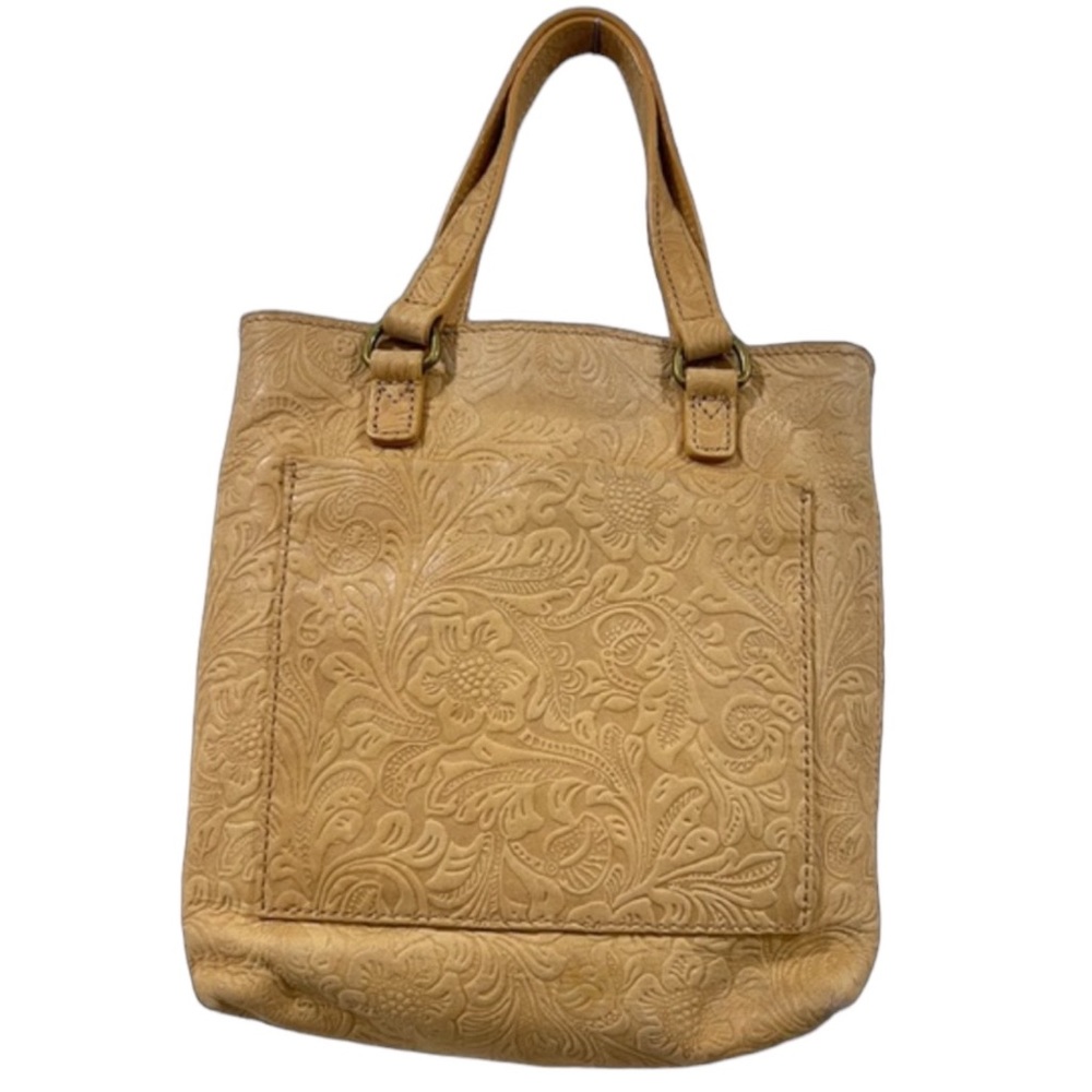 Steven By Steve Madden Tan Tooled Scroll Leather Top Handle Crossbody Purse - Picture 6 of 16